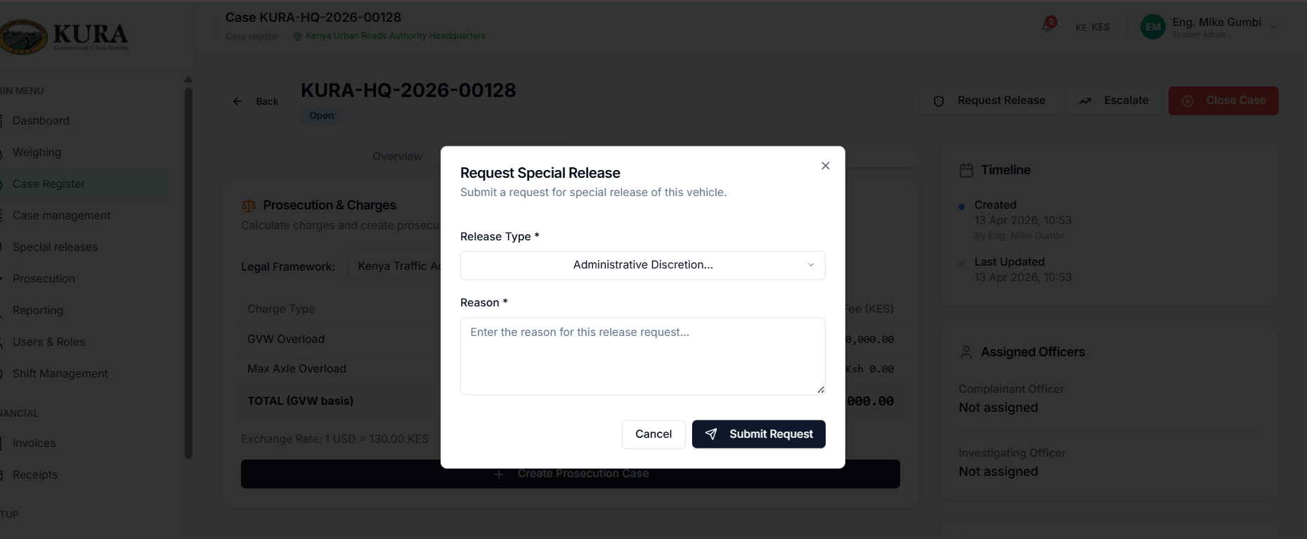 Request special release