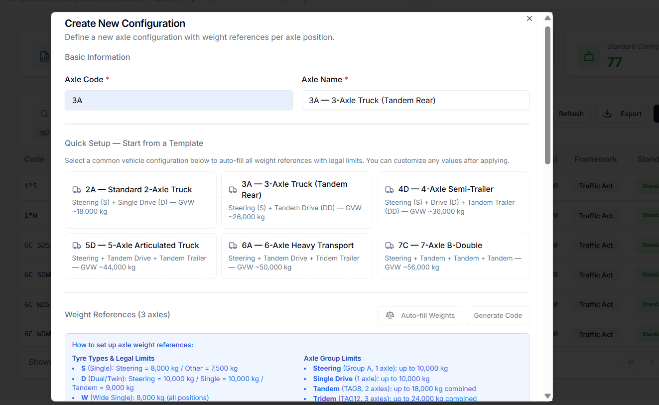 Add axle config